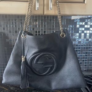Gucci Soho Large Black Leather Chain Shoulder Handbag